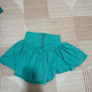 Swatch Vintage Teal Lace Up Skater Mini Skirt Size Large Girls / XSmall Womens